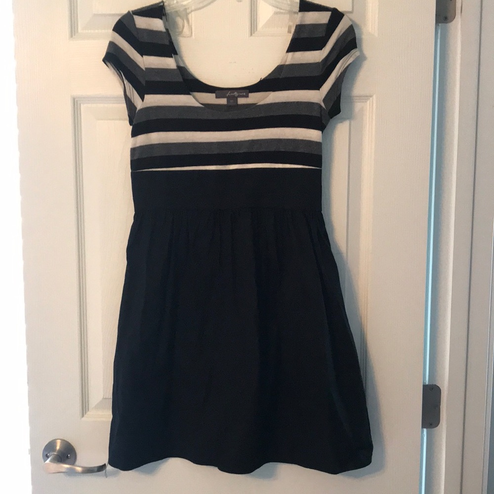 Striped little black dress